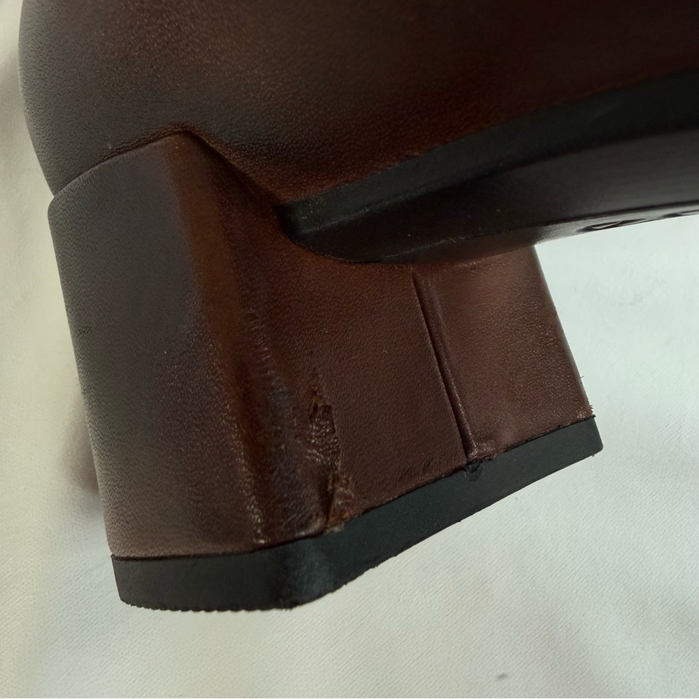 Ecco Shape 35 Danish Block Heels Bison Brown Ankle Boots Booties Size 10 - Picture 16 of 16